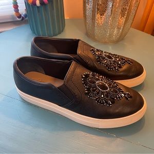 Brighton embellished leather slip-on sneakers